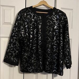Bob Mackie Black and Silver Patterned Blazer